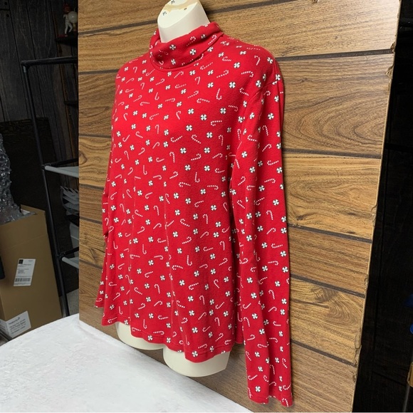 White Stag Christmas candy cane turtleneck long sleeve top size 20 XXL - Picture 2 of 6